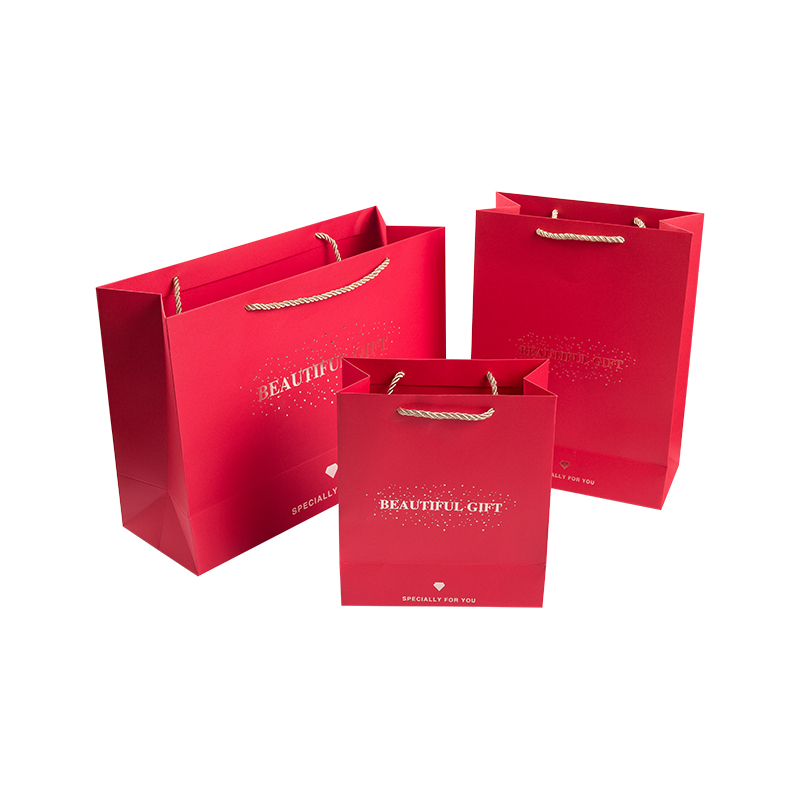 Bolsas de papel boutique rojas / rosas / moradas / plateadas